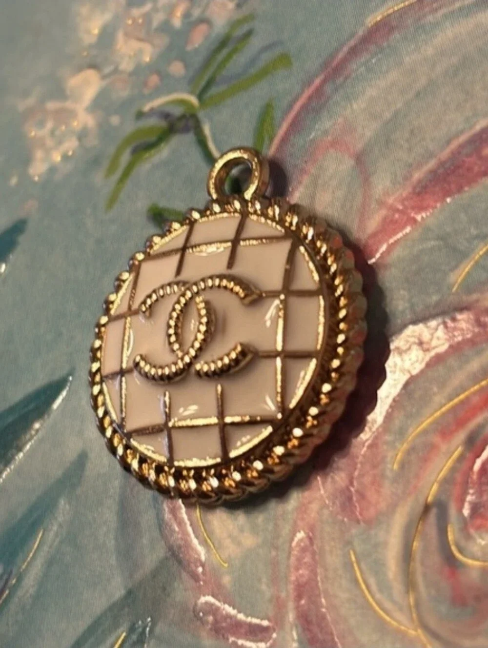 CHANEL Pale Pink and Gold CC Charm